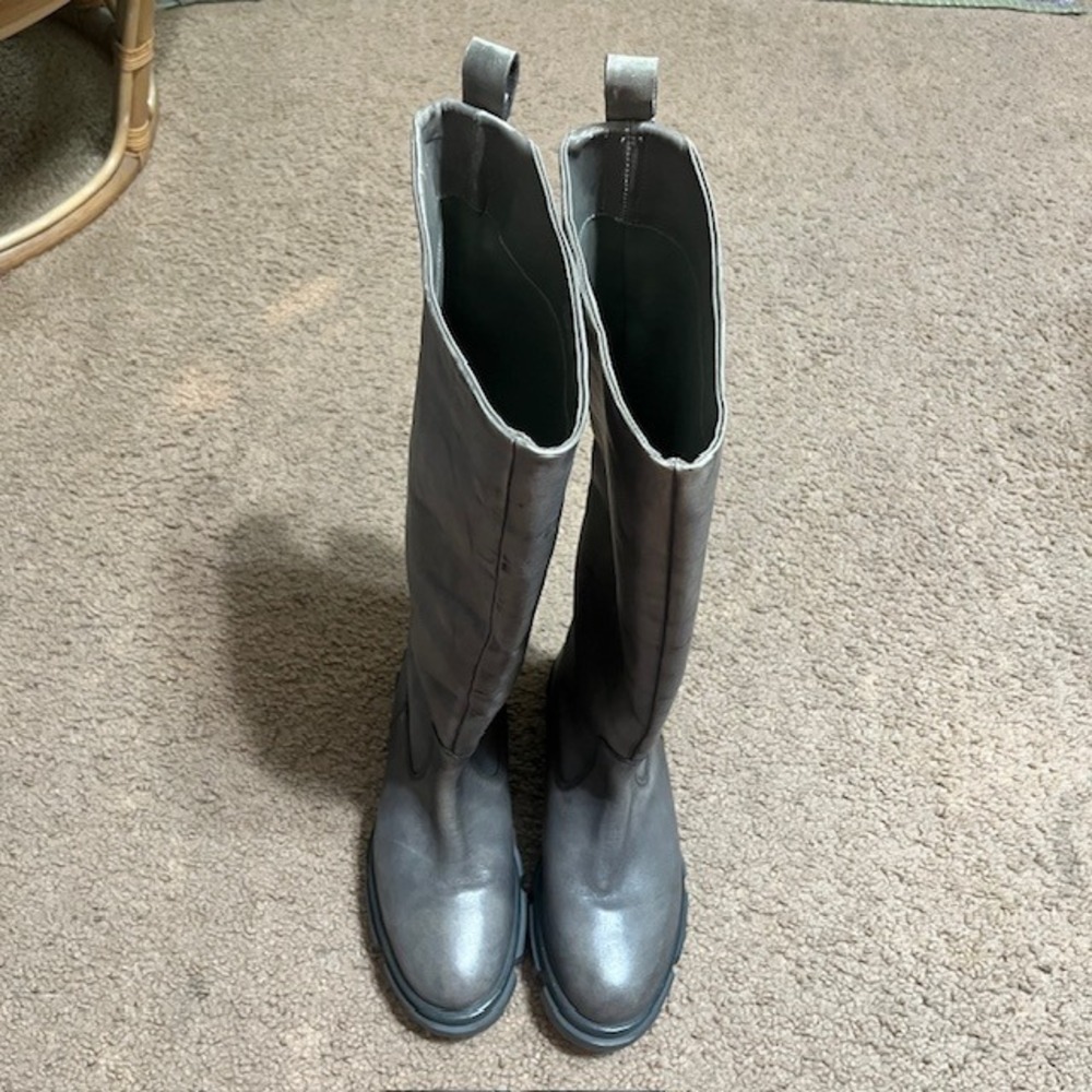 Free People Brooks High Tall Boots Leather Chunky Platform Lug Sole‎ 38.5 / 8 - Picture 5 of 10